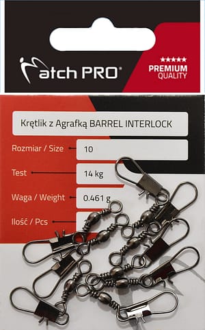 Krętlik z Agrafką BARREL INTERLOCK 10szt MatchPro